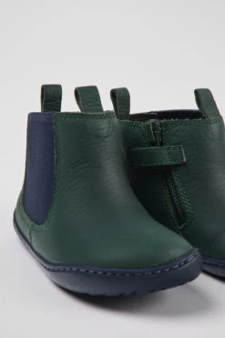 Peu Green And Blue Leather Boots For Kids